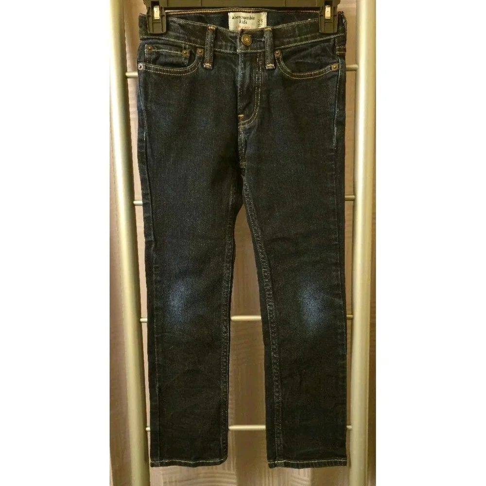 Abercrombie Kids Dark Wash Skinny Jeans Size 7/8 Adjustable Waist Indigo Denim